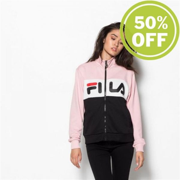 Fila Bronte Track Track Women's Track Jacket - Black/White/Coral,NZ 107-34157